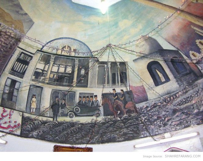 Murals on the ceiling of a public bath in Shiraz