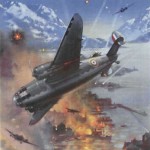 The Downfall of the Dictators is Assured. A raid by British Lockheed Hudson bombers on German warships anchored in a Norwegian port. © IWM (Art.IWM PST 15045) - دیکتاتورها شکست خواهند خورد