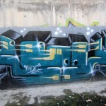 Graffiti on the canal walls in northwestern Tehran. October 2012. Graffiti on Tehran canal walls