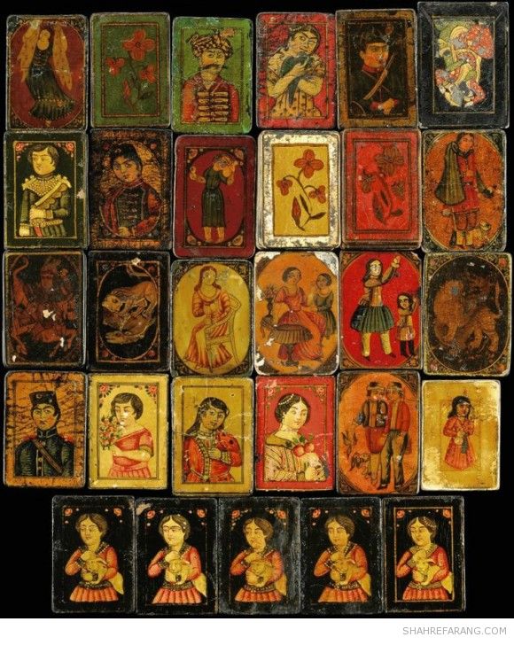 Iranian Laquer Playing Card, half 19th century Iranian Laquer Playing Cards, half 19th century, Iran